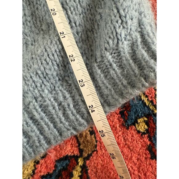 Vtg Wool Women's M Hand Knit Ski Sweater Blue Fair Isle MNZ Cottagecore Prairie - Picture 5 of 10